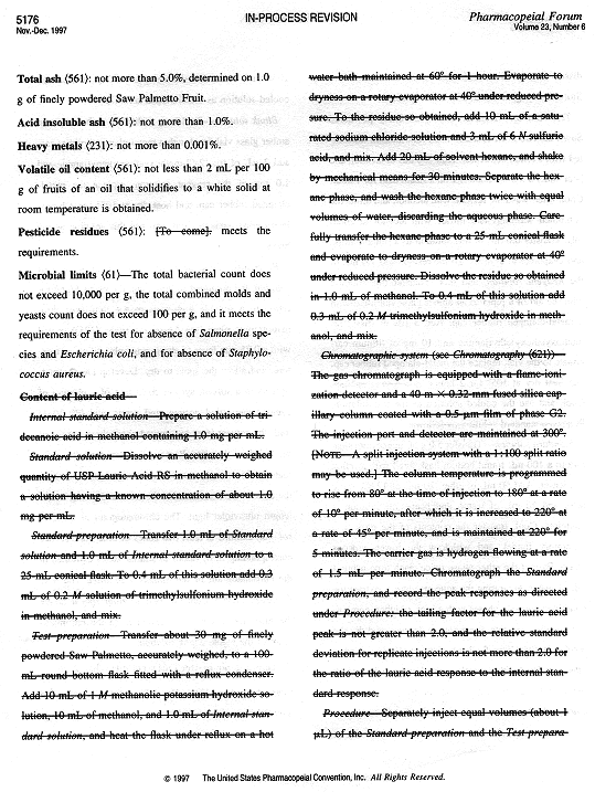 Saw Palmetto Pharmacopeial Forum